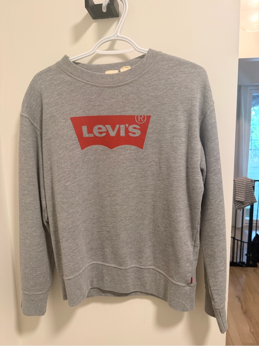 Levi's Gray Crewneck Sweatshirt with Red Logo